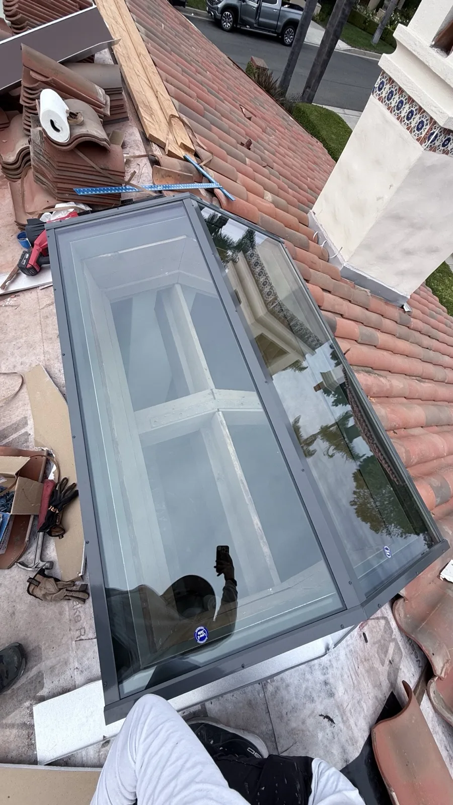 Custom ridge skylight fabricated for a residential home in Palos Verdes